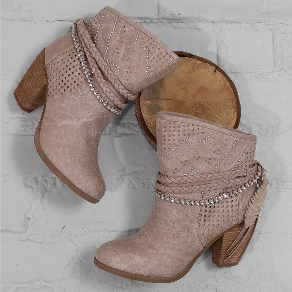 Women's Taupe Ankle Boots with Studded Detail